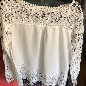 White see through blues with flower designed lace